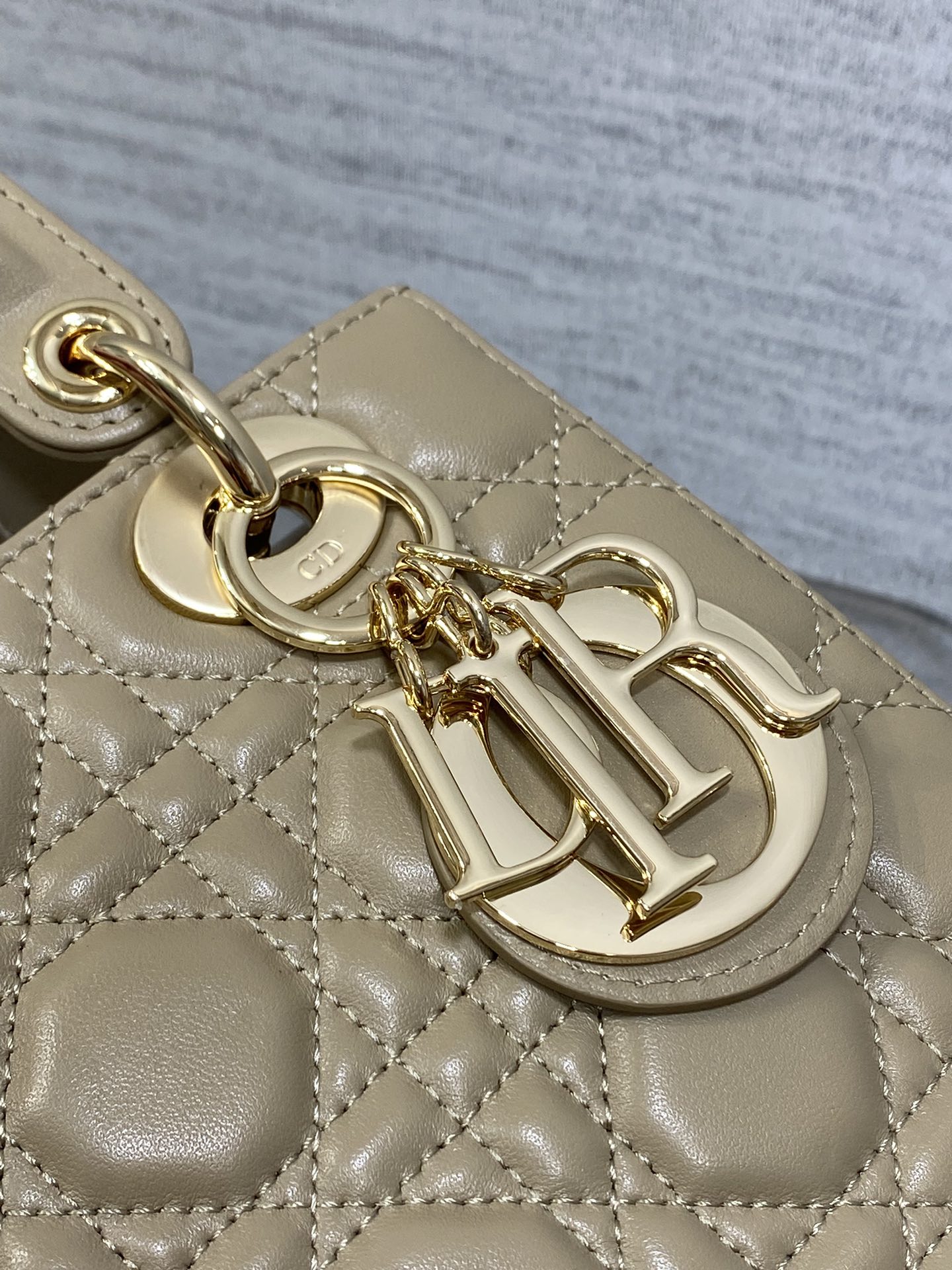 Small Lady Dior My ABCDior Bag Warm Taupe Cannage Lambskin